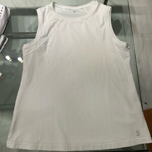 B Sofibella White Athletic Tank Top - Women's Sleeveless Performance Layer